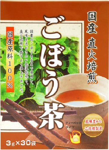 商品説明特徴原材料・成分 ごぼう(国産)商品紹介日本の食卓に馴染み深い野菜である「ごぼう」を簡単に楽しめる健康茶。 国産100%のごぼうを皮まで使用し、お茶にしました。 素材のもつ香り、風味を損なわない低温乾燥と、より一層の香りを楽しめる直火焙煎で仕上げました。 低温乾燥とは・・・低温で野菜の水分を蒸発、乾燥させる方法です。低い温度で乾燥することにより、野菜の風味や、栄養素を損なわないのが特長です。さらに直火焙煎をすることにより、香ばしい香りが豊かなお茶に仕上がっています。 【お召し上がり方】●煮出す場合:沸騰したお湯500mにごぼう茶1袋を入れ、弱火で3分程度煮出してください。お好みで煮出す時間を調節してください。●急須の場合:(1)急須に1袋を入れて、召し上がる量の熱湯を注いでください。(2)お好みの色、香りになりましたら、湯呑みに注ぎ、できるだけ湯を残さず全部注ぎきってください。■冬はホットで夏は冷蔵庫で冷やして召し上がれます。 栄養成分栄養成分(100mlあたり):エネルギー1kcal、たんぱく質0.1g、脂質0g、炭水化物0.2g、ナトリウム1mg (※ティーパック1袋を500mlの沸騰水で3分間煮出した場合)[JAN: 4903361131276]　　　　　　　　　　　　　　　■定形外郵便発送商品について■ 　　　　　　　　　　　　　　　【定形外郵便発送】と記載の商品は定形外郵便で発送いたします。 　　　　　　　　　　　　　　　下記の内容をご確認下さい。 　　　　　　　　　　　　　　　・郵便受けへの投函にてお届けとなります。 　　　　　　　　　　　　　　　・配達日時の指定ができません。 　　　　　　　　　　　　　　　・紛失や破損時の補償はありません。 　　　　　　　　　　　　　　　・配送状況追跡サービスはご利用頂けません。 　　　　　　　　　　　　　　　・土日祝日の配達はありませんので、通常よりお届けにお時間がかかる場合がございます。 　　　　　　　　　　　　　　　ご了承の上ご注文下さい。