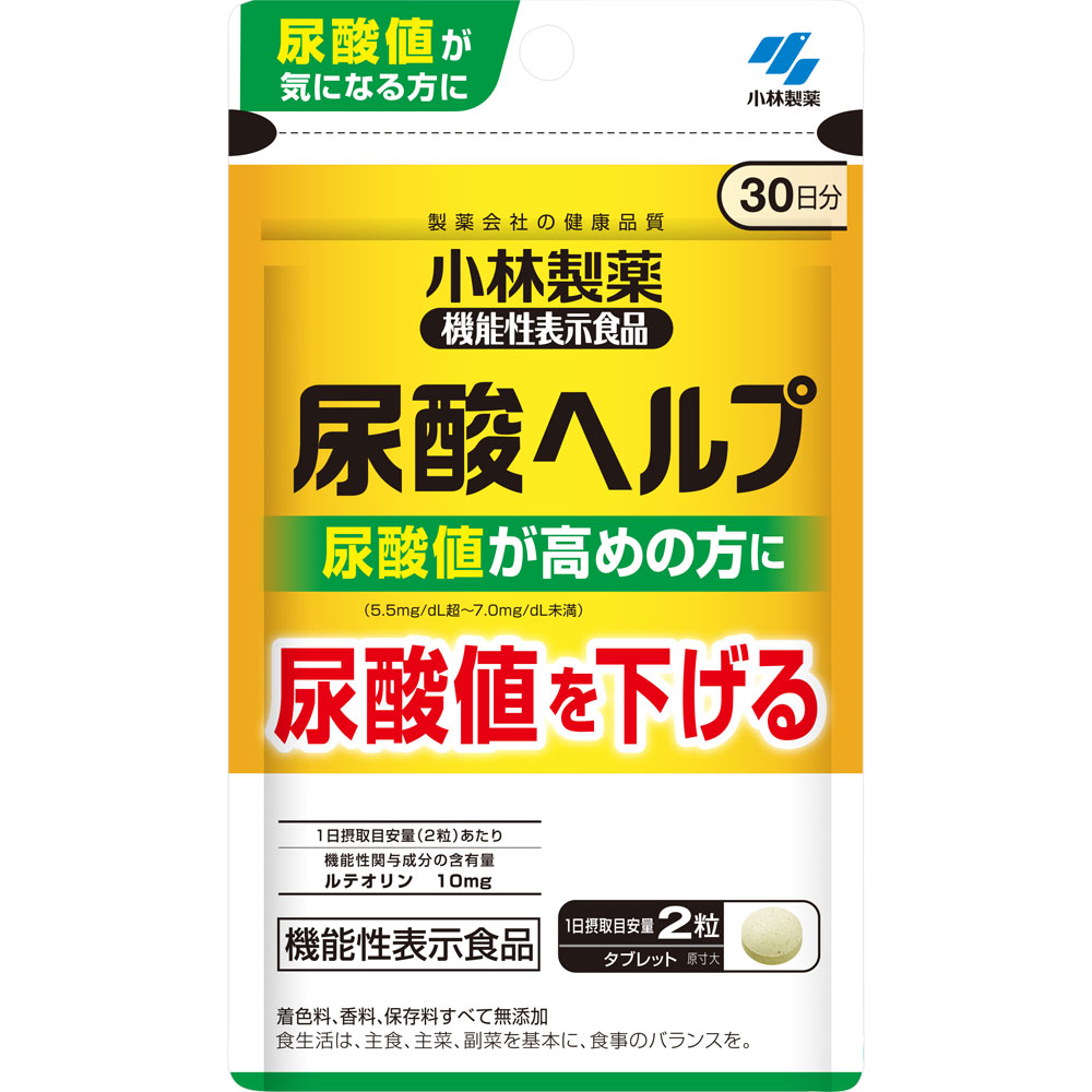 特徴 尿酸値が気になる方に 尿酸値が高めの方に 尿酸値を下げる ○1日摂取目安量（2粒）あたり 機能性関与成分の含有量 ルテオリン 10mg 着色料、香料、保存料すべて無添加 ＜届出表示＞ 本品にはルテオリンが含まれます。ルテオリンには尿酸値が高め（5.5mg／dL超〜7.0mg／dL未満）な男性の尿酸値を下げる機能が報告されています。 表示成分 ＜原材料＞ 麦芽糖（国内製造）、 デンプン、菊の花エキス、デンプン分解物／結晶セルロース、微粒酸化ケイ素、ステアリン酸カルシウム ＜栄養成分表示＞ 1日目安量（2粒）あたり エネルギー・・・2.3kcal たんぱく質・・・0.0012g 脂質・・・0.0018〜0.018g 炭水化物・・・0.56g 食塩相当量・・・0〜0.0017g ○機能性関与成分 ルテオリン・・・10mg 用法・用量/使用方法 ＜食べ方＞ 1日2粒を目安に、かまずに水またはお湯とともにお召し上がりください。