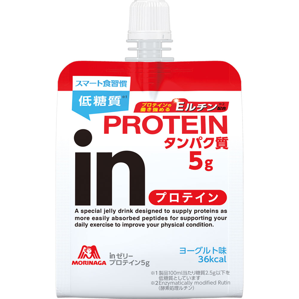 【在庫処分品・賞味期限2024年7月まで】森永製菓 inゼリー プロテイン 180g ヨーグルト風味 (490288872..