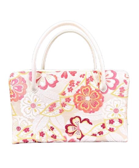 和装バッグ　利休バック　桜柄(正絹西陣織物)金糸入っておりません。底ビョウ取り付けできません商品番号 ...