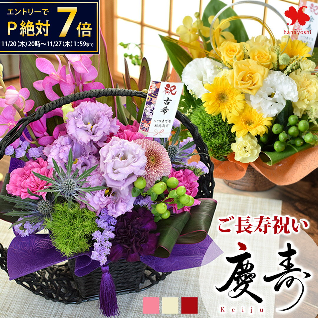 翌日配達 花 ご長寿 お祝い 生花 アレンジ 慶寿 還暦 古希 古稀 喜寿 傘寿 米寿 卒寿 白寿 百寿 祝い 女性 お誕生日 お花 ギフト アレンジメント 和風 フラワーアレンジメント 誕生日 プレゼント 和 赤 紫 黄 白 桃 退職祝い 冬ギフト いい夫婦の日 お歳暮 御歳暮