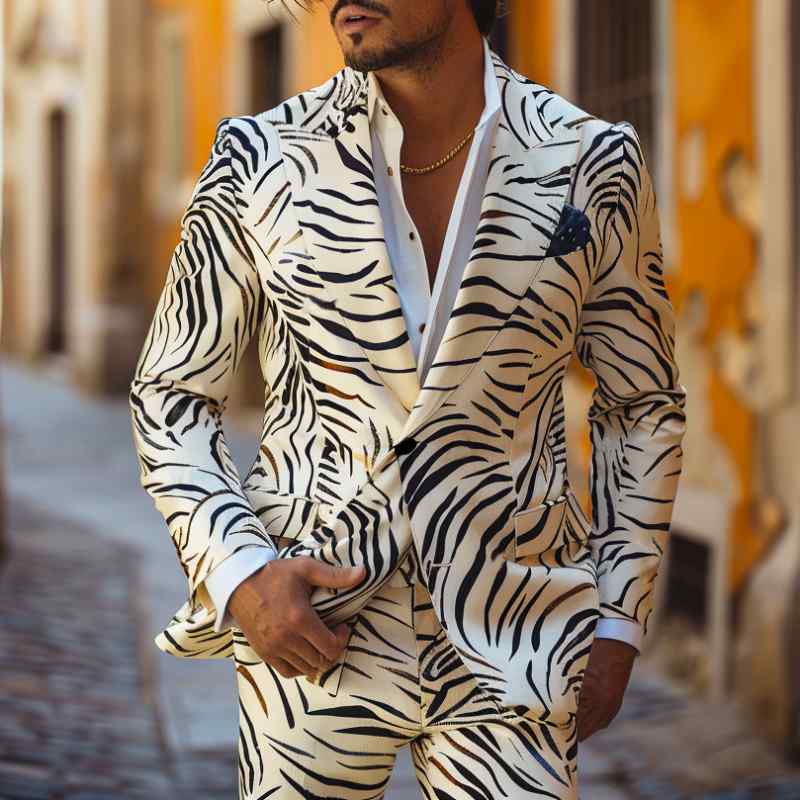 メンズ スーツ セットアップ カラフル 派手 立体感 シングル プリント 衣装 春秋 クラブ パーティー ス..
