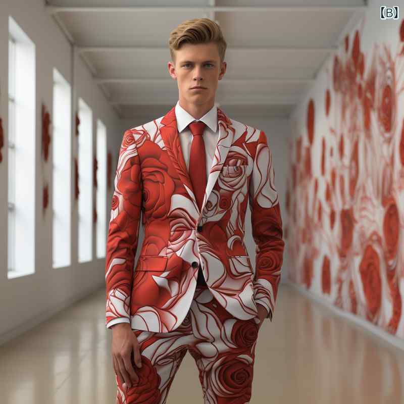 メンズ スーツ セットアップ 花柄 植物柄 光沢 2つボタン プリント 立体感 衣装 春秋 パーティー ステージ パフォーマンス 派手 モダン アート 華やか スタイリッシュ エレガント