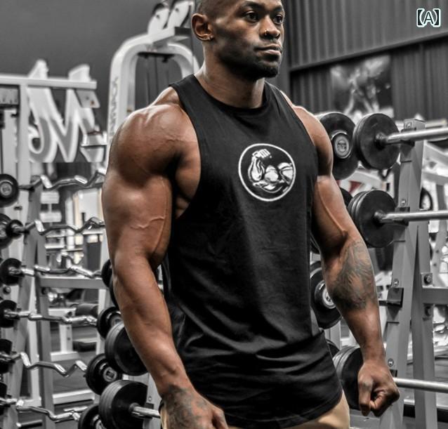 タンクトップ マッスル ノースリーブ メンズ 筋トレ ユニセックス トレーニング ボディビル カジュアル デザイン フィットネス スポーツ アウトドア レディー...