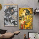 掛け軸 タトゥーショップ ポスター 掛け絵 壁掛け 作品パネル 壁面展示 店舗装飾 イメージ インテリア 事務所 浮世絵 般若 龍 昔話 画 伝統 ダーク