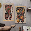 入れ墨 掛け軸 タトゥーショップ 掛け絵 壁掛け 壁面アート 刺青アート 牡丹 般若 浮世絵 画 ポスター イメージ アートパネル 店舗装飾 スタジオ インテリ...