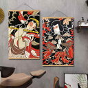 入れ墨 掛け軸 タトゥーショップ 掛け絵 絵画 壁掛け 壁面アート 木製フレーム 浮世絵 般若 画 アートパネル キャンバス 店舗装飾 スタジオ インテリア 土...