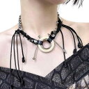 ネックレス アクセサリー おしゃれ ファッション エイリアン ダーク スタイリッシュ パンク レザー タッセル メンズ レディース ユニーク エッジー