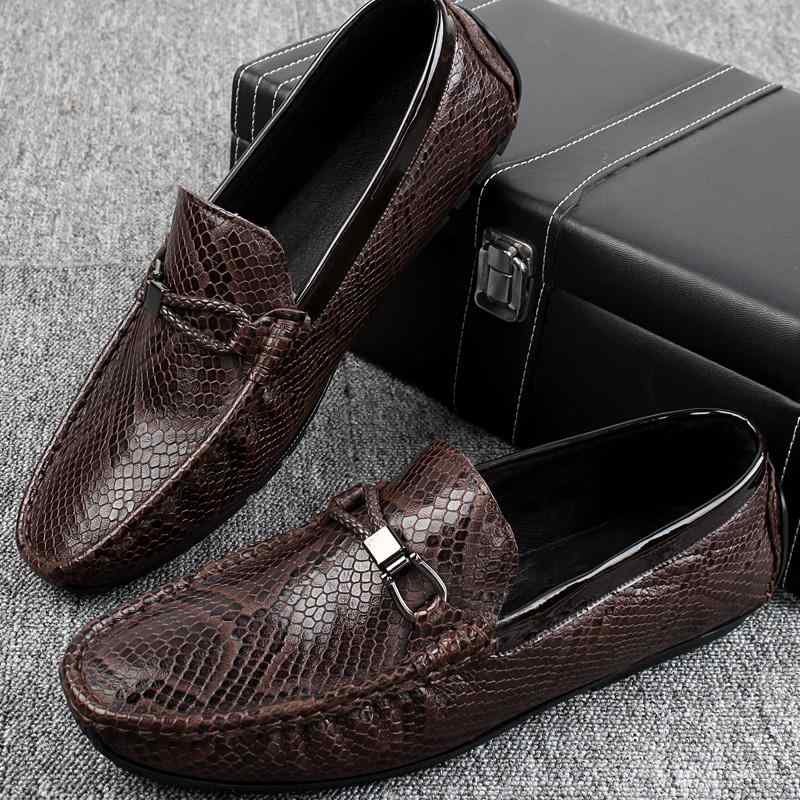 革靴 シューズ おしゃれ ファッション メンズ スタイリッシュ 高級感 カジュアル エレガント イタリア ビーニー 通気性 ヘビ柄 英国風 スリッポン 牛革