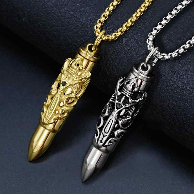 楽天Hanbok Homeネックレス ペンダント シルバー ゴールド チェーン 韓国 彫刻 ドラゴン チタン スチール 開閉式 香水用空洞 弾丸 アクセサリー メンズ プレゼント ギフト