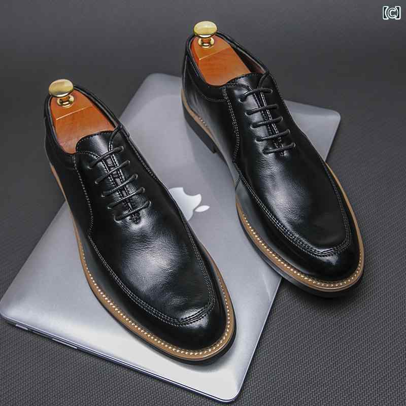 Hanbok Homeの紳士靴 ビジネス フォーマル シューズ メンズ ポインテッドトゥ ウェディング 春秋 牛革 シューズ パーティー 革 アメリカン ファッション レース｜アングル3