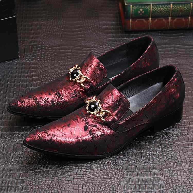 紳士靴 ドレスシューズ ポインテッドトゥ メンズ 革靴 赤 ワインレッド 光沢 派手柄 個性 クラシック ..