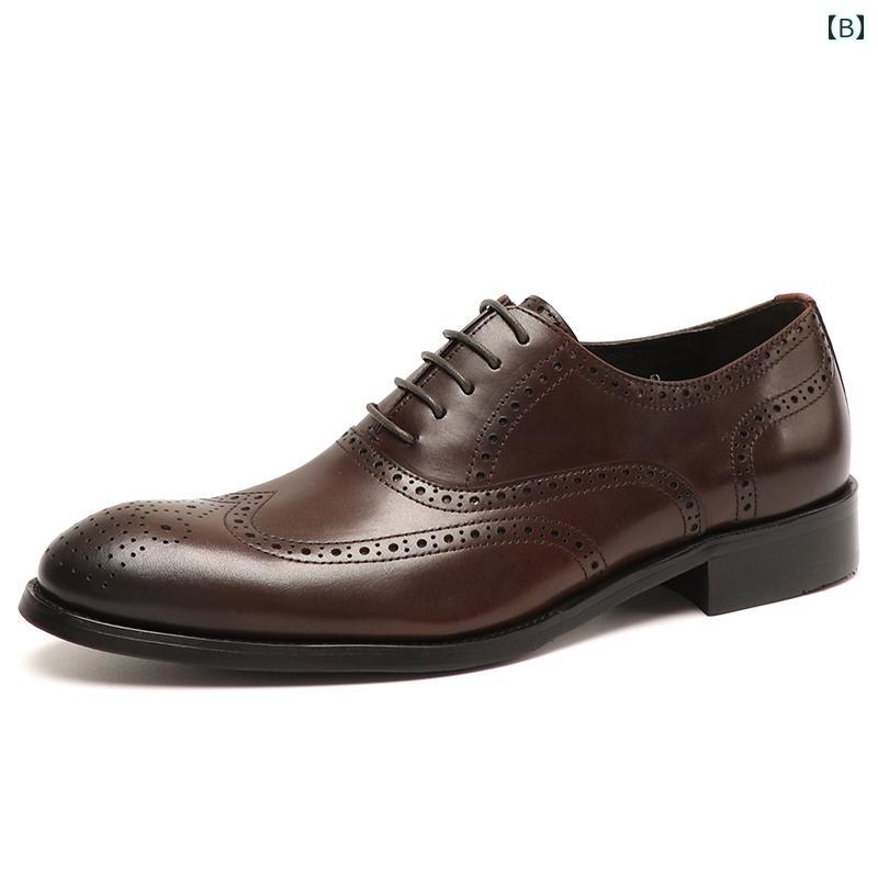 Hanbok Homeの紳士靴 ビジネス フォーマル シューズ メンズ 静電気防止 ポインテッドトゥ ウェディング 春秋 ブローグ彫り 牛革 シューズ パーティー 耐摩耗 革 アメリカン ファッション レース｜アングル2
