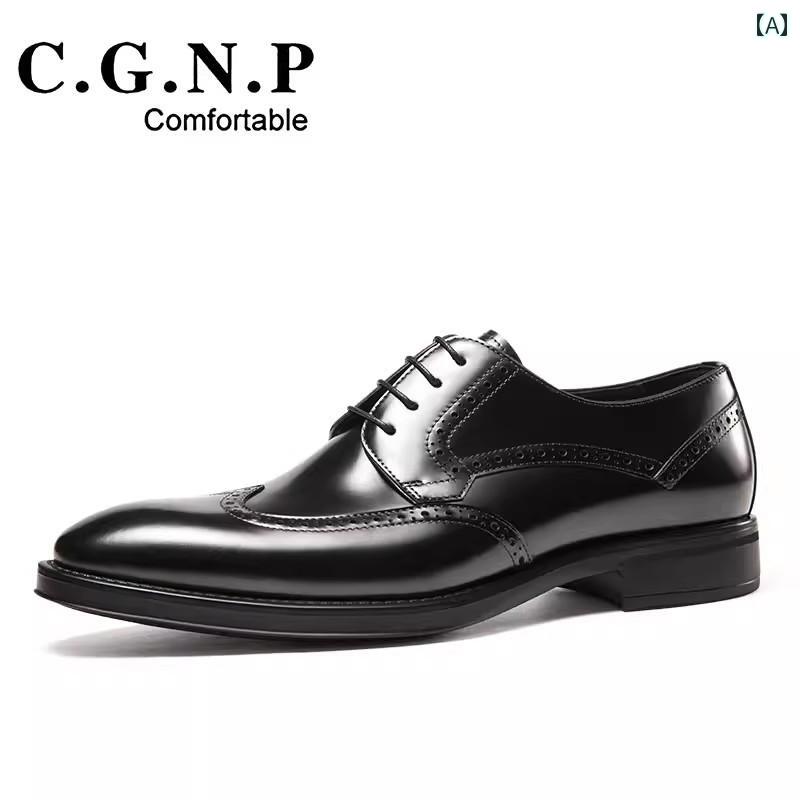 Hanbok Homeの紳士靴 ビジネス フォーマル シューズ メンズ 静電気防止 ポインテッドトゥ ウェディング 春秋 レザー 牛革 シューズ パーティー 耐摩耗 革 アメリカン ファッション レース｜アングル2