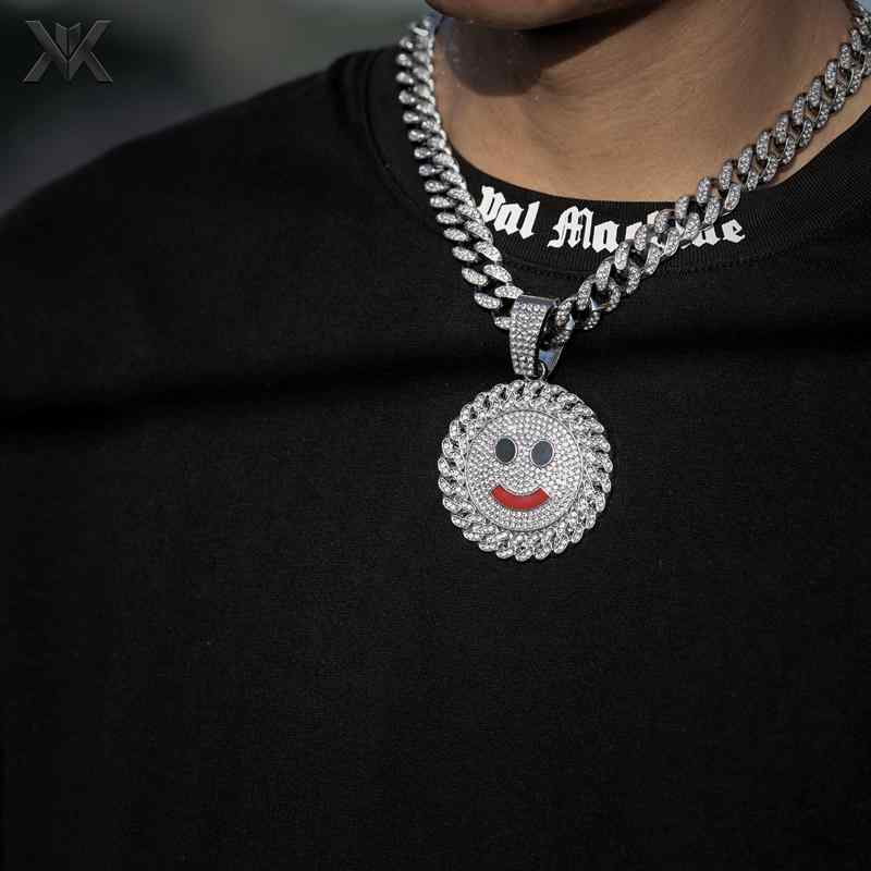 ネックレス ヒップホップ ラインストーン スマイル ペンダント メンズ レディース ラッパー キューバチ..