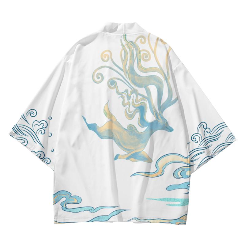 羽織 男性服 セットアップ 上下 ルームウェア ホームウェア レトロ 山 海 水色 様やか 道教 ローブ 春夏 薄手 七分袖 チャイナ メンズ アウター フェア...