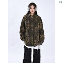 ジャケット アウター レオパード レディース メンズ 春 シャツ ストリート アメリカン レトロ ヒョウ柄 ウォッシュ カジュアル デニム カップル