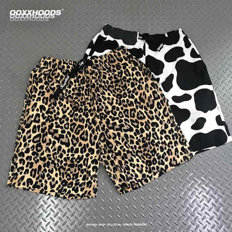 ハーフパンツ アニマル柄 ショート ユニセックス ウィンドブレーカー キャンバス 夏 アメリカン カジュ..