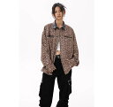 シャツ トップス ヒョウ柄 ユニセックス Y2K アメリカ レトロ モダン レオパード PU レザー 長袖 アウター メンズ レディース 春秋 ギャル ストリー...