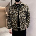 ジャケット ヒョウ柄 男性用 上着 レオパード ウール メンズ 秋冬 綿 厚地 暖かい 防寒着 ハイエンド 派手 ギャル ストリート ワーク ポケット レトロ モダン 長袖 羽織 写真映え