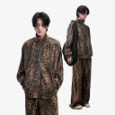 ジャージ メンズ Y2K ライン アメリカ レトロ ジッパー ヒョウ柄 レオパード ジップアップ スウェット ジャンパー レディース ユニセックス トップス ス...