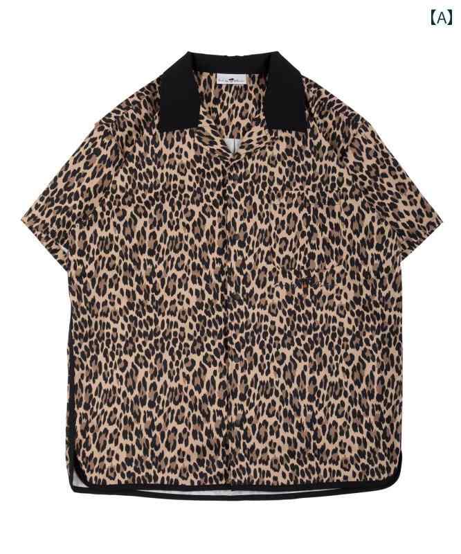 高級感 メンズ ファッション シャツ トップス 半袖 快適 高機能 速乾 ストレッチ ヒョウ柄 キューバカ..
