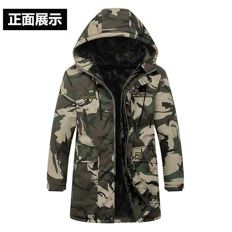 迷彩 ジャケット コート アウター おしゃれ ファッション カモフラージュ柄 綿 メンズ 冬 厚手 防寒 ロング フード付き アウトドア 大きいサイズ 耐久性