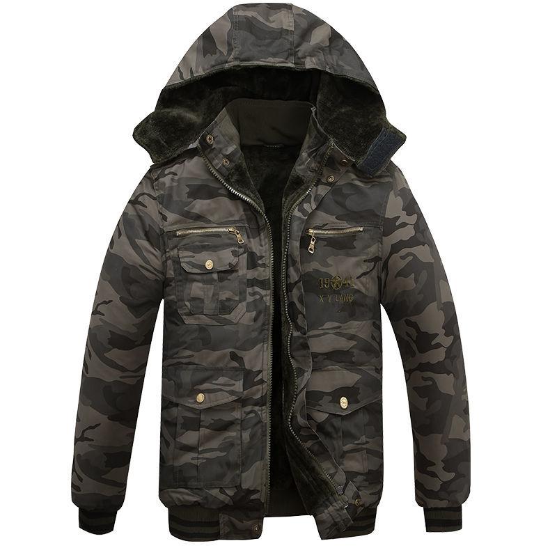迷彩 ジャケット コート アウター おしゃれ ファッション カモフラージュ柄 冬 作業着 裏起毛 厚手 綿 男性 耐摩耗 フード付き 大きいサイズ 耐久性 防寒