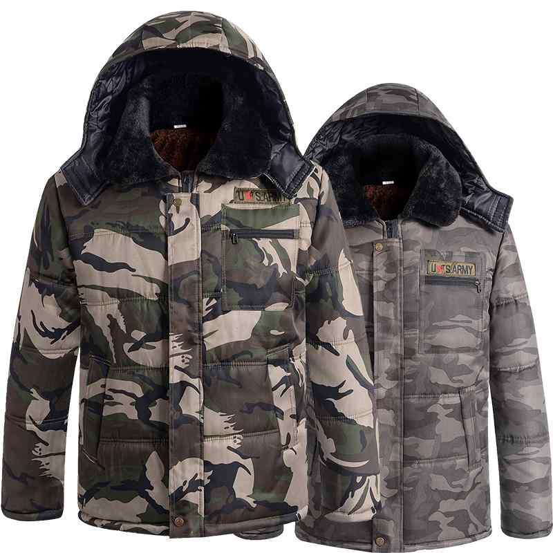 迷彩 ジャケット コート アウター おしゃれ ファッション カモフラージュ柄 防寒 暖かい コットン 冬 メンズ ベルベット 厚手 フード付き 大きいサイズ 防...