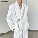 メンズ スーツ 上着 テイラード ジャケット デイリーユース カジュアル ブレザー 紳士服 春秋 ハイエンド ホワイト 白 黒 モード ボタンレス 都会的 私服 高級感 クール 洗練された アカ抜け