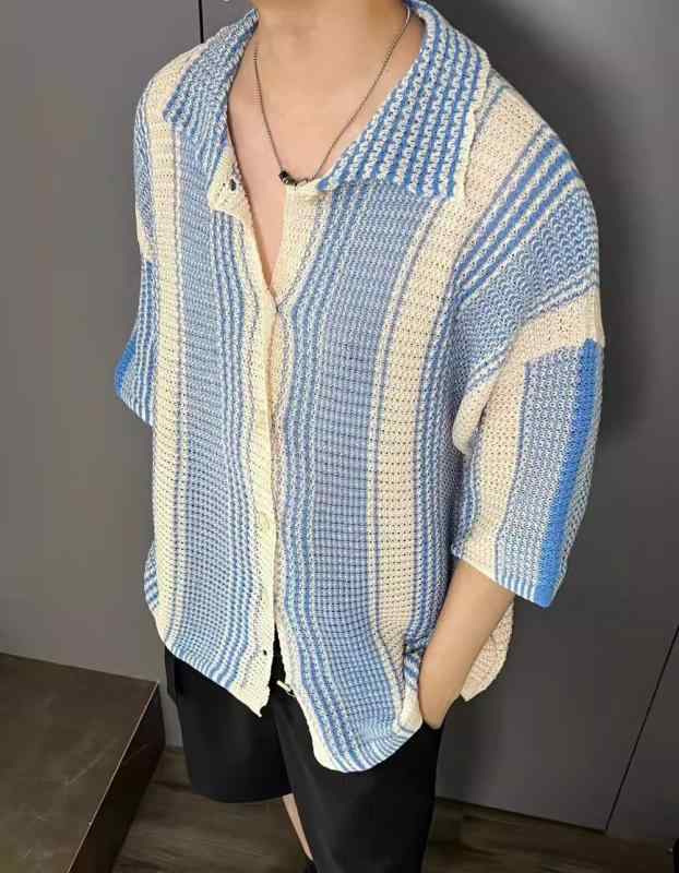 メンズ ファッション トップス カジュアル シンプル モダン リラックス ベーシック 半袖 夏 ゆったり 薄手 ニット セーター