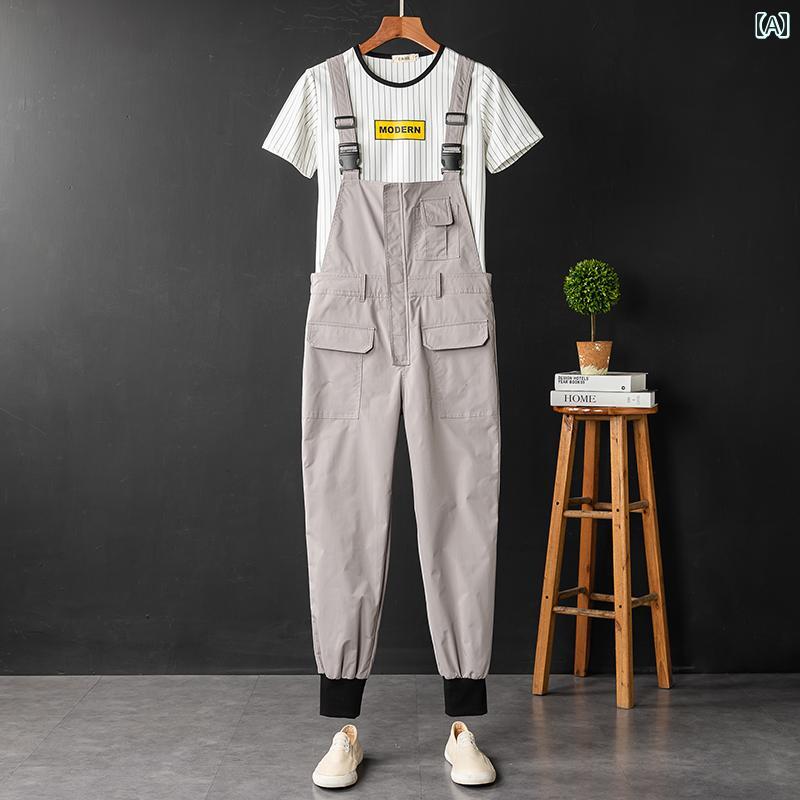 オーバーオール サロペット インナショナル ヒップホップ ワークウェア メンズ マルチポケット カジュアル イベント 衣装 快適