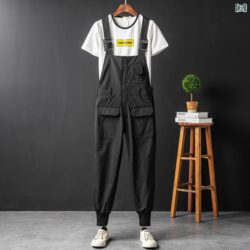 オーバーオール サロペット インナショナル ヒップホップ ワークウェア メンズ マルチポケット カジュアル イベント 衣装 快適