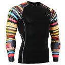 Tシャツ スポーツウェア トップス ストレッチ フィットネス おしゃれ コンプレッション シャツ メンズ ランニング コンプレッション プリント 長袖 速乾 ジ...
