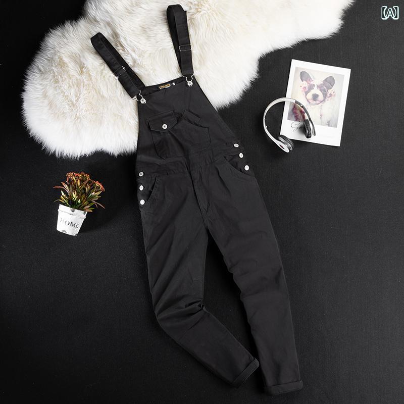 オーバーオール サロペット レトロ ワーク メンズ スリムフィット 韓国 スタイル 九分丈 カジュアル マイクロ 弾性 イベント 衣装