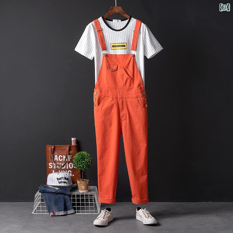 オーバーオール メンズ スリム カジュアル 九分丈 パンツ スリムフィット 韓国 サロペット お出かけ 快適 大きいサイズ
