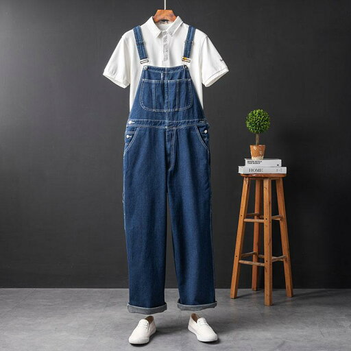 オーバーオール サロペット 作業着 メンズ ストレート レッグ デニム ワイド 韓国 ネイビーブルー お出かけ 快適 おしゃれ オーバーオール サロペット 作業着 メンズ ストレート レッグ デニム ワイド 韓国 ネイビーブルー お出かけ 快適 おしゃれ
