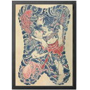 入れ墨 ポスター フォトフレーム 絵 A4 A3 タトゥー デザイン画 アート 絵画 和 フルバック 歌舞伎 鯉 江戸 和彫り 描画 刺青 ショップ 店 リビング ルーム 部屋 壁 装飾 額縁 飾り