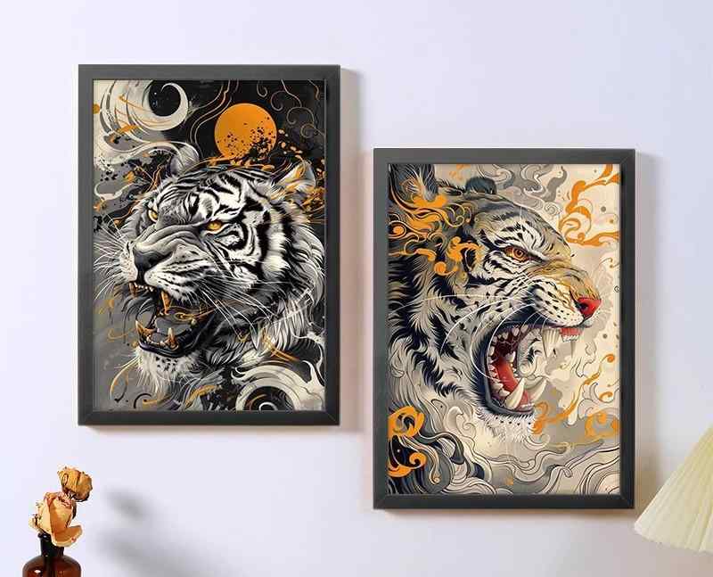 ポスター フォトフレーム A4 A3 タトゥー デザイン 熊 動物モチーフ 和風 トラ モダン ライオン ゴリラ..