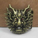 ドラゴン バックル ヘッド ベルトバックル エンブレム 楕円形 四角 ゴールド シルバー 合金 龍 立体的 彫刻 メンズ ギフト 辰年 シンボル 縁起 護身 ア...
