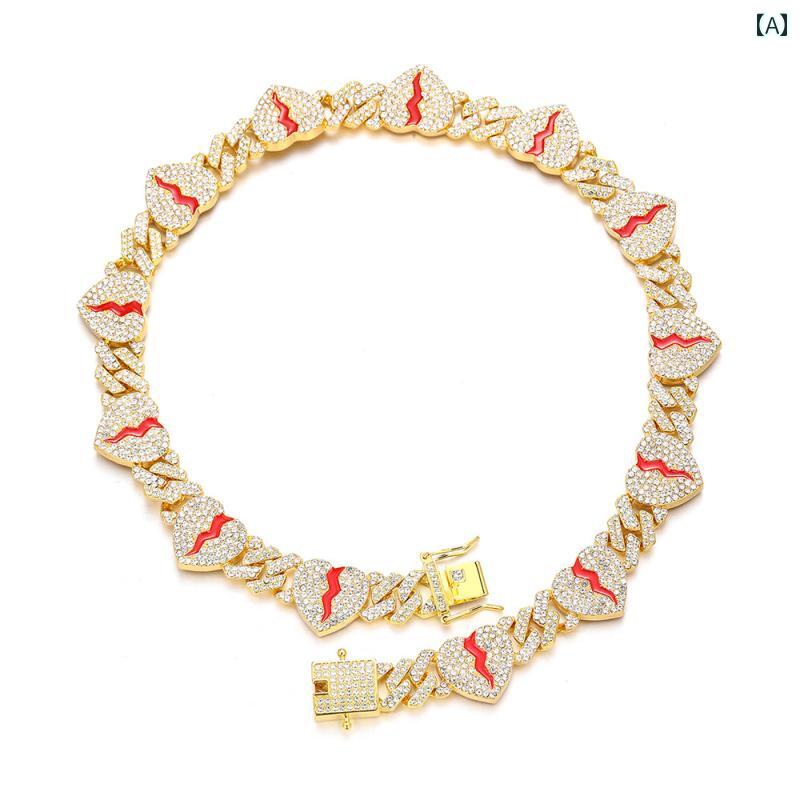 ネックレス キューバチェーン 太め キラキラ ヒップホップ メンズ アメリカ 失恋 精巧 ライト 高級感 ラインストーン デザイン ラップ アクセサリー