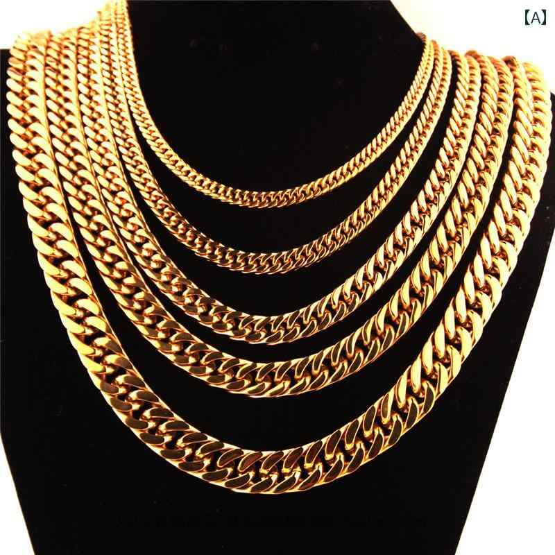 ネックレス キューバチェーン 太め キラキラ ヒップホップ メンズ レディース ゴールドメッキ プレゼント ショート 鎖骨
