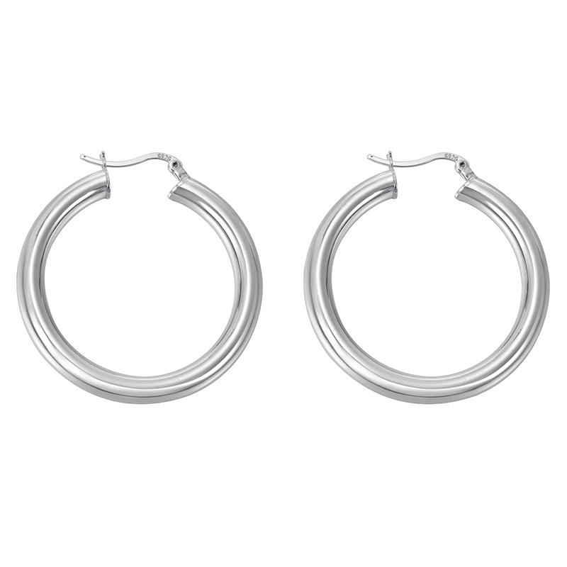 ピアス S925 シルバー アクセサリー メンズ ファッション レディース ユニセックス カップル ヒップホップ 特大 滑らか フープ スタイリッシュ クール カジュアル シンプル デイリー