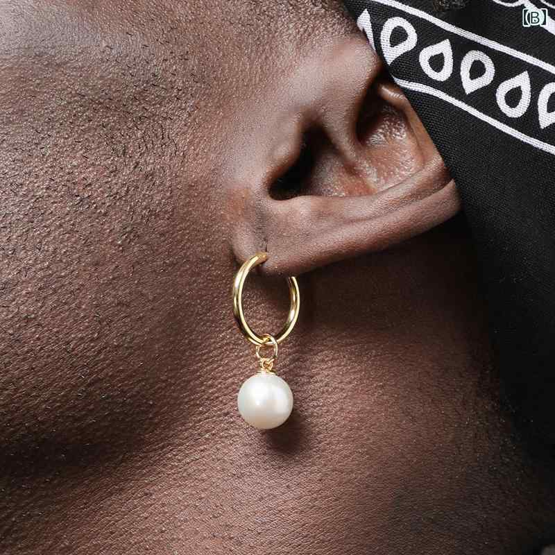 ピアス 14K ゴールド パール メンズ ファッション ヒップホップ ストリート レディ...