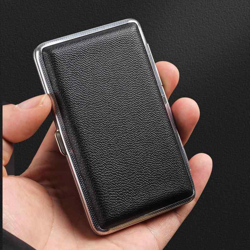 ユニセックス シガーレットボックス コンパクト ポータブル 携帯用 革 アウトドア 安心 安全 タバコケース レザー メンズ レディース