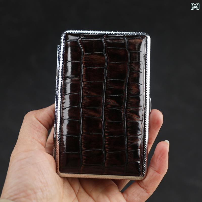 シガーレットボックス ユニセックス ステンレス アウトドア ポータブル コンパクト 携帯用 安心 安全 タバコケース レザー メンズ レディース エレガント 高...