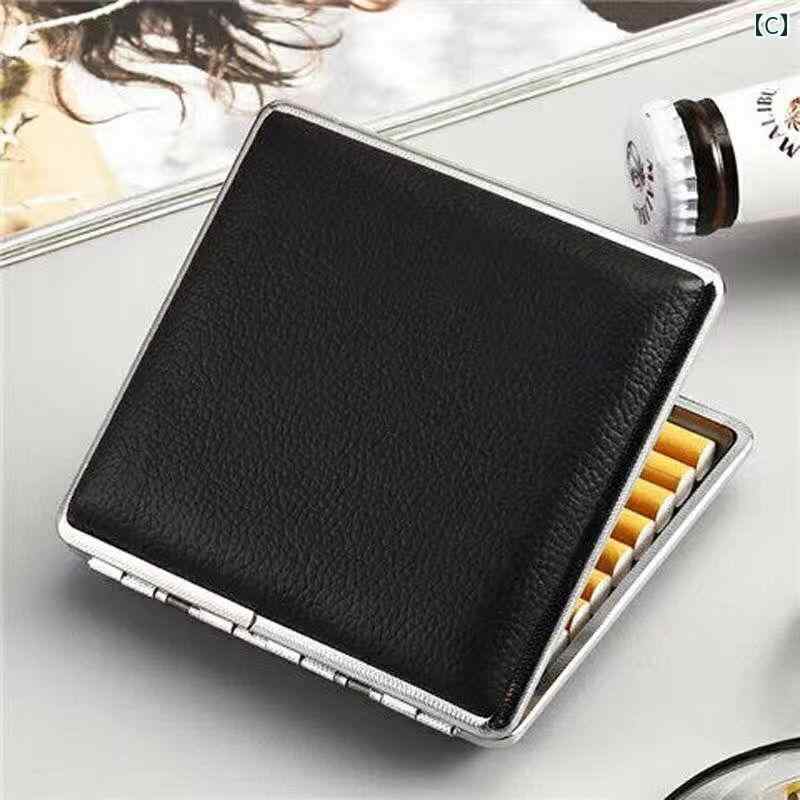 Hanbok Homeのシガーケース レザー コンパクト 携帯用 ギフト 高級感 タバコケース ポータブル 革 アウトドア 上品 大容量 金属製 男女兼用｜アングル3