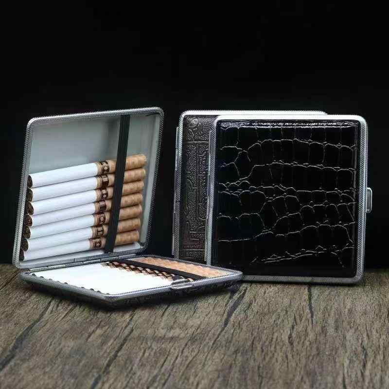 シガレットケース レザー コンパクト ポータブル メンズ ボックス 携帯用 おしゃれ お出かけ 安心 ステンレス ギフト お出かけ タバコケース