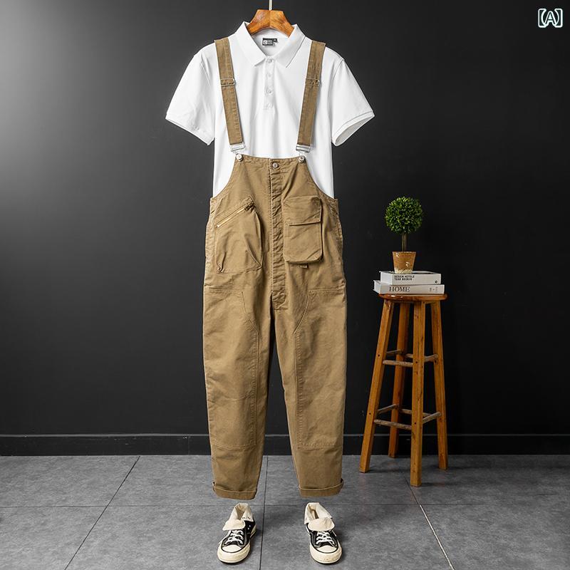 オーバーオール サロペット パンツ メンズ 春夏秋冬 男性 ユニセックス カジュアル サスペンダー ロングパンツ ポケット ジャンプスーツ ワークウェアー 作業着 ゆったりフィット
