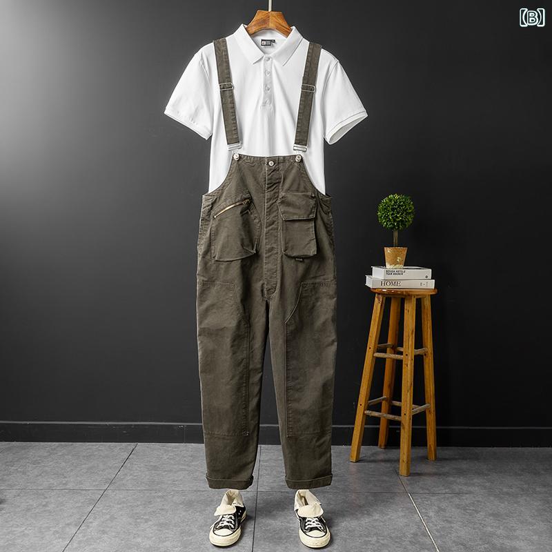 オーバーオール サロペット パンツ メンズ 春夏秋冬 男性 ユニセックス カジュアル サスペンダー ロングパンツ ポケット ジャンプスーツ ワークウェアー 作業着 ゆったりフィット